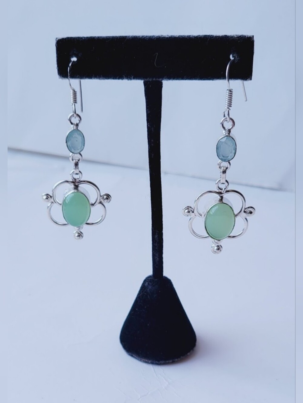 STERLING SILVER 925 REVIVAL CHALCEDONY EARRINGS